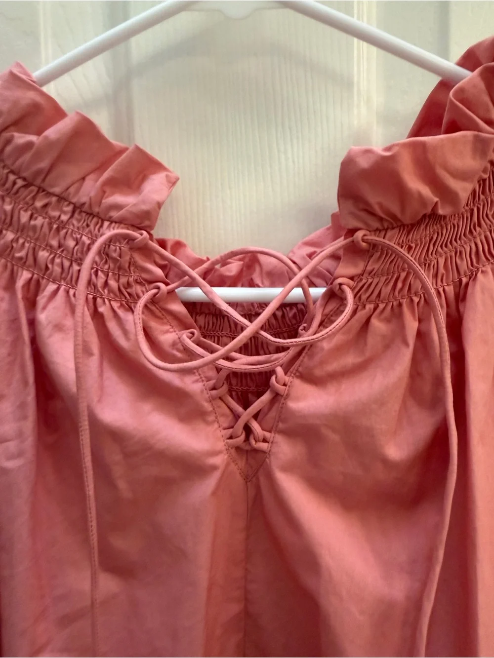Pink Ruffled Smocked Neck Tunic